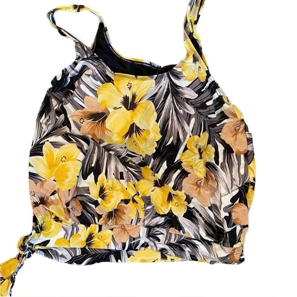 Beach Belle side tie blouson tankini set Everlasting floral black size 16 EUC - Picture 3 of 12